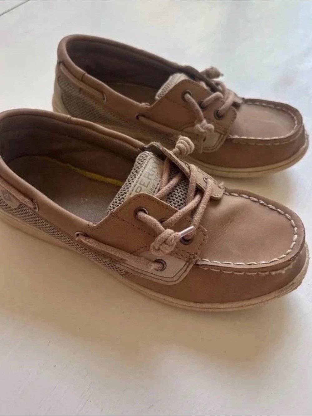 Sperry Kids Topsider Boat Shoes Size 3 in Light Brown - Classic Lace-Up Style